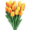 GIUSOBG Tulipani Artificiali 15 Pcs Fiori Artificiali Finti 34cm Tulipani in lattice Fiori Finti di Realistici Bouquet di Fiori finti per Casa per Matrimoni,Giardino (Arancione)