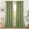 PONY DANCE Tende Lino per Interni con Anelli Decorazione Filtro Luce Tende Semitrasparenti Moderne per Soggiorno Curtains Salotto Eleganti 2 Pezzi L 140 x A 245 CM, Verde