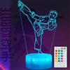 POSSHE Luce notturna per karate, regali per karate, lampada a illusione 3D di Taekwondo con 16 colori cangianti, telecomando e timer dimmerabile, decorazione per la camera di bambini e bambine