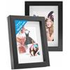 PHOTOLINI 3D cornici 15x20 cm nero, cornice profonda con vetro e passe-partout, set di 2 cornici per oggetti fino a 1,5 cm di profondità, legno MDF - perfetta per il fai da te e come regalo