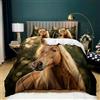 Generic Copripiumino Singolo 155x210 cavallo marrone animale Set di Biancheria da Letto per ragazze ragazzi, 3D Stampa Morbida Microfibra Copripiumino Decorativo per Giovane, con 2 Federe