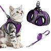 rabbitgoo Pettorina Gatto Antifuga, Guinzaglio Gatti Regolabile, Imbracatura Ultra-Leggero Morbido Riflettente per Cucciolo, Gattini e Gatto Piccolo, Pettorina per Passeggio e Corsa, M, Viola