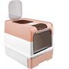 Willonin Lettiera per gatti di grande volume con pala, casa da toilette per gatti, cassa e deodorante, 49 x 37 x 35 cm, rosa