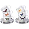 Villa d'Este Home Tivoli 1996 Set 6 tazzine 90 ml con piattino in porcellana, Botanist