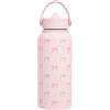 Cosmeria Thermosflasche con Design a Fiocco, Bottiglia Isolata in Acciaio Inox da 32oz, Borraccia Rosa per Donne, Ragazze, Adolescenti, Regalo per Compleanno