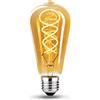 KANQIAO Lampadine E27 Vintage 4W Dimmerabile Edison Retro ST64 - Ambra, 1 pezzi | Lampadine LED E27 luce calda 2700K filamento LED Retro Decorativo per la nostalgia e l'illuminazione retrò in casa Café Bar