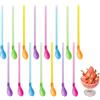 Plipdhy 15pezzi 2 in1 Cucchiaio di Paglia Cannuccia Riutilizzabile,Cucchiaio da Cocktail,Cannucce Cucchi Di Cannucci,Cucchiaio a Cannuccia in Plastica Colorata,per Frullati,Cocktail,Frappè