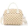 BuyCard Lunch Bag - Contenitore isolato per il pranzo da donna, riutilizzabile, grande capacità, per adulti, piccolo cordoncino a prova di perdite, per lavoro, ufficio, viaggi, picnic (giallo-marrone)