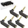 RUNCCI-YUN Adattatore audio da maschio a femmina, Adattatore angolare Spina jack da 3,5 mm angolo retto di 90 gradi, connettore AUX stereo TRRS placcato oro jack 4 poli (confezione da 5)