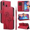 Bravoday Cover per Samsung Galaxy A20e, Custodia in PU Pelle Portafoglio Flip Schede con Slot per Carte, Magnetica Antiurto Cover per Galaxy A20e, Rosso