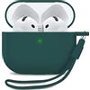 MyGadget Custodia in Silicone per AirPods 4 [ 2024 ] - [ Compatibile con Qi ] con Braccialetto in Silicone - Custodia Protettiva Morbida - Verde