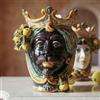 Ceramiche di Caltagirone Sofia Testa di Moro con Limoni h 25 cm — Maschio Moro, Verde e Arancio - 25 cm / Linea Verde e Arancio