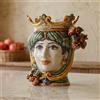 Ceramiche di Caltagirone Sofia Testa di Moro con Melograni h 25 cm — Donna, Verde e Arancio - 25 cm / Linea Verde e Arancio