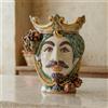 Ceramiche di Caltagirone Sofia Testa di Moro con Melograni h 25 cm — Maschio Bianco, Verde e Arancio - 25 cm / Linea Verde e Arancio