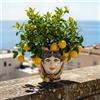 Ceramiche di Caltagirone Sofia Testa di Moro con Limoni h 25 cm — Donna, Blu e Arancio - 25 cm / Linea Blu e Arancio