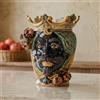 Ceramiche di Caltagirone Sofia Testa di Moro con Melograni h 25 cm — Maschio Moro, Verde e Arancio - 25 cm / Linea Verde e Arancio