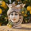 Ceramiche di Caltagirone Sofia Testa di Moro con Limoni h 25 cm — Donna, Madreperla - 25 cm / Limoni Siciliani