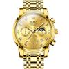 OLEVS Oro Uomo Orologi Grande Faccia Multifunzione Cronografo Orologi da Uomo Numeri Arabi Fasi Lunari Orologio Uomoni In Acciaio Inossidabile Impermeabile Luminoso Con Data Orologi da Uomo
