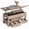 Rolanstar Mobiletto per Salotto con Altezza Regolabile e 2 Cassetti, Tavolo per Salotto in Legno 100 x 50 cm, Spara Spazio e Facile da Montare, Ideale per Camera Letto