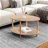 [en.casa] Tavolino da Divano con 2 Piani Ovali Gambe in Legno di Faggio Tavolo Basso Moderno Tavolino da caffè per Salotto Soggiorno 70 x 44 x 43 cm Color Cappuccino