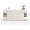 WHOUS Credenza e Buffet EGYPT per Soggiorno con 4 Ante, Madia per Salotto, Cucina e Sala da Pranzo in Legno, 180x40x80 cm, Bianco Laccato Lucido