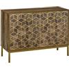 HOMCOM Mobile da Ingresso e Salotto in Legno a 2 Ante, Credenza Moderna con Decori Dorati e Gambe in Acciaio, 99x39x75.5cm