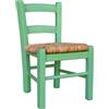 Liberoshopping SEDIOLINA BABY IN LEGNO CON SEDUTA IN PAGLIA, sedia per bambino (Verde, Faggio)
