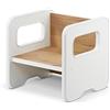 defiPad Sgabello per bambini | sgabello elegante double face | Poltrona per bambini da 1 anno | Sedia per bambini in legno | Sedia trasformabile in tavolo | (Bianco + Rovere)