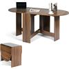 LIFEZEAL Tavolo da Pranzo, Tavolo Pieghevole, Richiudibile, Allungabile, in Legno, per 4-7 Persone, per Cucina, Sala da Pranzo, Soggiorno, Ovale, Peso Max 60 kg, 163x80x75 cm, Marrone