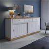 Indomita Credenza Colore Pino Bianco e Rovere wotan 3 cassetti e 2 Ante scorrevoli Anthony67070 219,6x49,8x95H Stile Shabby