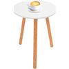 DOPBENT Tavolino da salotto in legno, rotondo, tavolino da caffè piccolo, 40 x 52 cm, moderno, per giardino, balcone (bianco caldo)