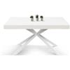 KONTE.DESIGN Tavolo CAMAIORE in legno, finitura bianco frassinato e base a X in metallo bianco, allungabile 180×90 cm - 260×90 cm