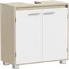 VASAGLE Mobile Sottolavabo, Mobile da Bagno, 2 Scomparti dietro le Ante, per Diversi Tipi di Lavabi, con Piedini, 30 x 60 x 60 cm, Beige Naturale e Bianco Nuvola BBK506L01