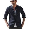 LVCBL - Camicia da uomo a maniche lunghe, estiva, per il tempo libero, in lino, vestibilità normale, L