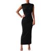 Hanaoops Abito Lungo da Donna Senza Maniche Aderente Vestito Sexy Tinta Unita Maxi Bodycon Abiti con Spacco Casuale Vestiti da Cocktail, Ballo, Feste