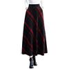 RIZ-ZOAWD Gonna Lunga Donna Inverno Vita Alta Vintage Quadri Lana Vita Elastica Maxi Gonna Plissettata Gonne Nero-L