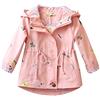 Amur Leopard Giacca Bambino Parka Cappotto Ragazza Trench Coat Stampato con Cintura Abbigliamento Primaverile e Autunnale, Blu, 110/3-4 Anni