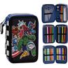 CERDÁ LIFE'S LITTLE MOMENTS Astuccio triplo Marvel Avengers con accessori completi e design da supereroe - Astuccio Spiderman con matite, libri da colorare, righello e accessori per bambini