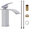 VirtuGro Rubinetto Bagno Lavabo Rubinetto a Cascata Miscelatore Lavabo Bagno Monocomando a Doppio Comando Caldo e Freddo a Cartuccia in Ceramica Risparmio Idrico Risparmio Energetico Cromato Argento