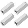Create idea 4pcs M8 Filettatura Destra Tenditore Dado 304 Acciaio Inox Lungo Esagonale Dado di Accoppiamento per Casa e Ufficio Apparecchiature di Comunicazione Argento