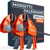 Presch Morsetti da falegname 300mm 2 pz - Set di morsetti con forza di serraggio di 150 kg - Acciaio al carbonio e corpo rinforzato in fibra di vetro per massima stabilità - Con funzione divaricazione