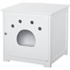 PawHut Cuccia Casetta per Gatti e Piccoli Cani Mobile per Lettiera in Legno Multiuso, Anta Magnetica, Bianco, 48x51x51cm|Aosom