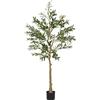 HOMCOM Pianta Artificiale di Olivo Alta 150 cm, Albero Finto con 720 Foglie e 32 Olive, Vaso Incluso | Aosom Italy