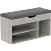 HOMCOM Scarpiera Salvaspazio Imbottita a 3 Ripiani Aperti con Spazio a Scomparsa, in Legno, 80x30x45 cm, Nero e Grigio