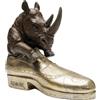 Kare Figura decorativa di design Rhino Shoe Fetish, oro/nero, rinoceronte, dipinta a mano, pezzo unico, design animale, oggetto decorativo per soggiorno, scaffali, idea regalo, 24 x 28 x 10,5 cm