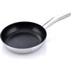 MasterPRO Alessi Bones - Padella in acciaio inox da 16 cm - Interno rivestito in quarzo Whitford - Esterno opaco - Manico lungo cavo in ghisa saldato - Adatto all'induzione