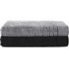Komfortec Set di 2 asciugamani da sauna, 80 x 200 cm, in 100% cotone, XXL, per sauna, morbidi, grandi, in spugna, ad asciugatura rapida, colore: Grigio Antracite/Nero