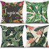 ASDCXZ Federa per cuscino primaverile, 40 x 40 cm, set da 4 pezzi, verde acquerello, foglie rosa, fiore, cuscino decorativo, lavabile, poliestere, lino, tessuto per esterni