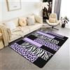 Loussiesd Tappeto da salotto leopardato zebrato 100 x 150 cm con motivo ghepardo per stampa animalier, colore viola, bianco, nero, tappetino antiscivolo per safari