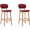 vidaXL 2X Sedie da Bar Sedie per Bancone Sgabelli per Pub Sedili Seggiole Sedie Alte Arredo per Bar Mobili Arredamento Rosso Vino in Tessuto
